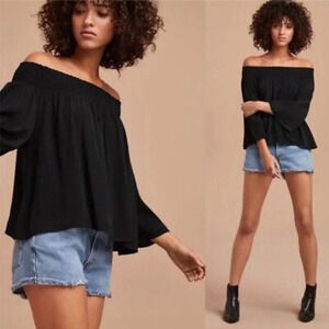 Aritzia  Talula Off Shoulder Navy Top